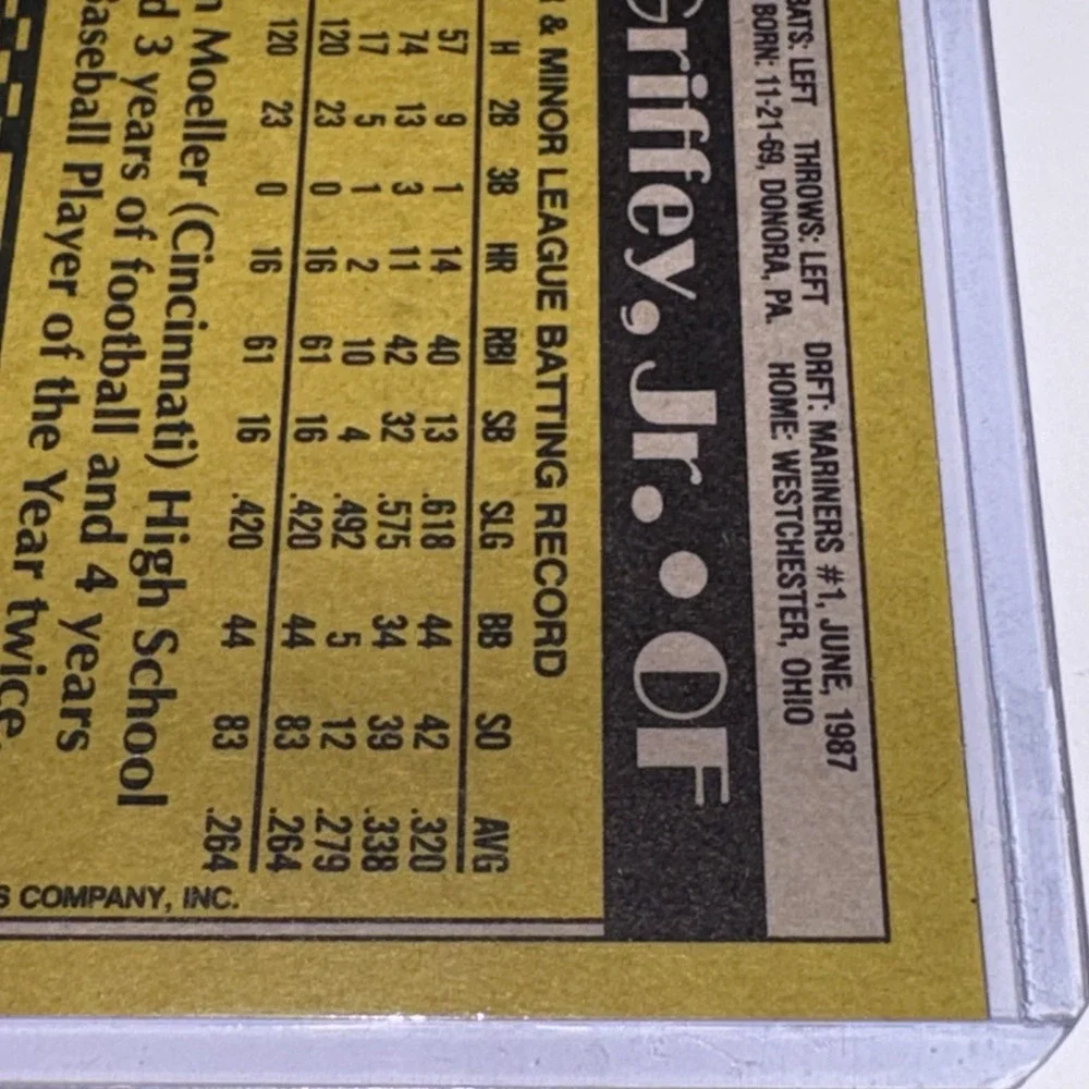 1989 Topps Ken Griffey Jr. All-Star Rookie Card Mint Condition